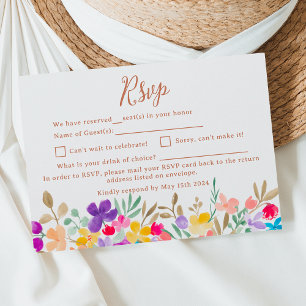 Cartons Réponse Jardin peint fleur sauvage script mariage