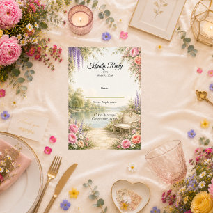 Cartons Réponse Jardin Romantique au Bord du Lac pour un Mariage S