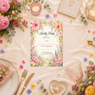 Cartons Réponse Jardin Secret Romantique Fleurs de Mariage