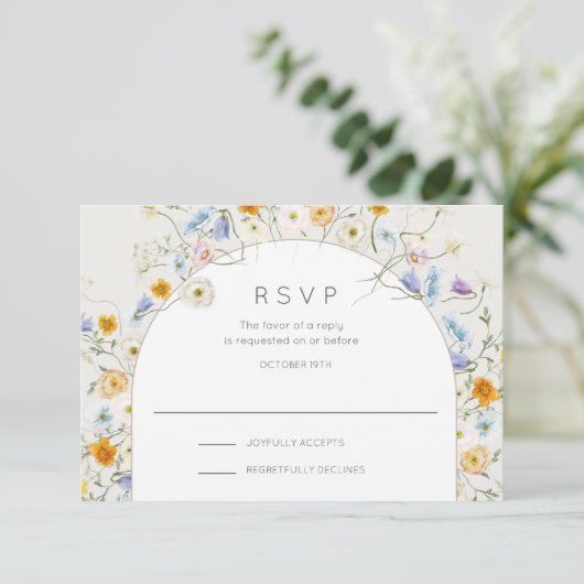 Cartons Réponse Jardin Wildflower Printemps Mariage d'été (Debout devant)