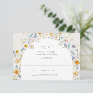 Cartons Réponse Jardin Wildflower Printemps Mariage d'été