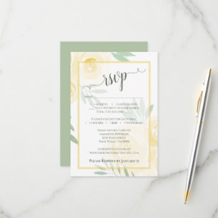 Cartons Réponse Jaune Beurre Bohème Chic Roses Aquarelle Mariage