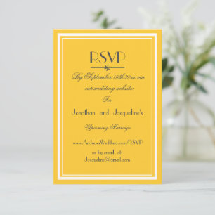 Cartons Réponse Jaune Ensoleillé Chic Mariage Écriture Blanche WS 