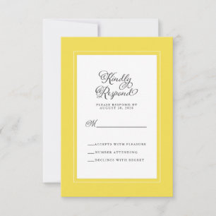 Cartons Réponse Jaune et blanc Élégant Enceinte De Mariage