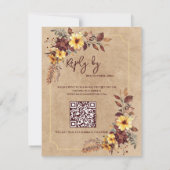 Cartons Réponse Jaune et Bourgogne Floral QR Code Mariage de autom (Dos)