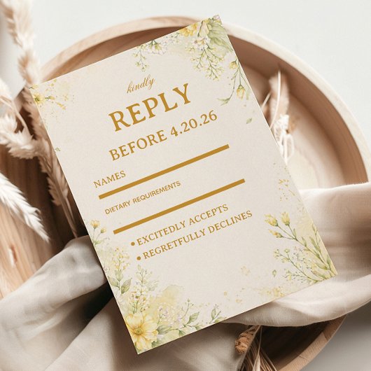 Cartons Réponse Jaune Floral Doux