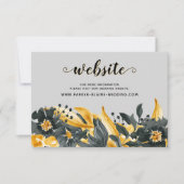 Cartons Réponse Jaune Gris Élégant Floral Script Mariage site Web (Devant)