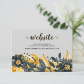 Cartons Réponse Jaune Gris Élégant Floral Script Mariage site Web (Debout devant)