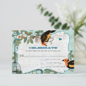 Cartons Réponse Jaune Mandarine & Oiseaux Inspirés de l'Art Déco N (Debout devant)