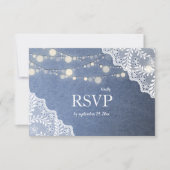 Cartons Réponse Jean Lace & String Lights Mariage avec repas (Devant)