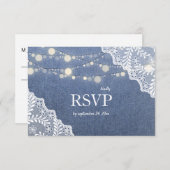 Cartons Réponse Jean, Lace & String Lights Mariage no Repas 2 (Devant / Derrière)