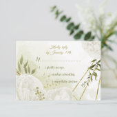 Cartons Réponse joli blanc fleurs vert feuille botanique (Debout devant)