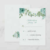 Cartons Réponse joli bleu fleurs vert feuille botanique (Devant / Derrière)