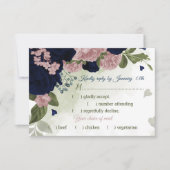 Cartons Réponse joli bleu marine rose fleurs verdure choix de repa (Devant)