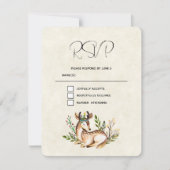 Cartons Réponse Joli Cerf Aquarellé Posé sur le Mariage Boho (Devant)