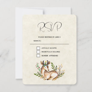 Cartons Réponse Joli Cerf Aquarellé Posé sur le Mariage Boho