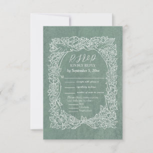 Cartons Réponse Joli Fleur sauvage vert Oiseau Floral Mariage