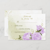 Cartons Réponse joli fleurs violettes vert feuille botanique (Devant / Derrière)