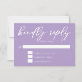 Cartons Réponse Joli Lilac violet Mariage de script blanc (Devant)