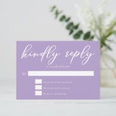 Cartons Réponse Joli Lilac violet Mariage de script blanc (Debout devant)