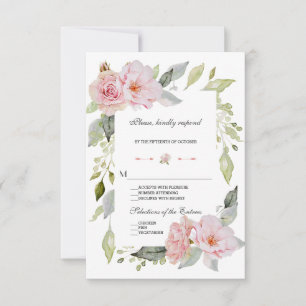 Cartons Réponse Joli Mariage à fleurs rose pâle