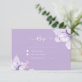 Cartons Réponse Joli Mariage d'aquarelle violet Fleurs violettes (Debout devant)