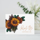 Cartons Réponse Joli Mariage Floral Rustique Brûlé Orange (Debout devant)