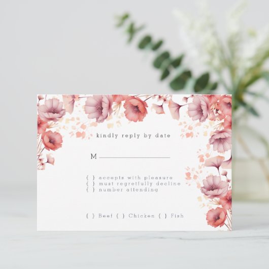 Cartons Réponse Joli rose, Peach Fuzz, Mariage Aquarelle (Debout devant)