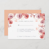 Cartons Réponse Joli rose, Peach Fuzz, Mariage Aquarelle (Devant / Derrière)