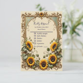 Cartons Réponse Joli tournesol jaune avec cadre d'art mariage (Debout devant)