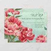 Cartons Réponse Jolie fleur rétro Chintz Peony Flowers n Oiseaux (Devant / Derrière)