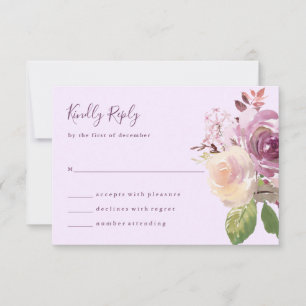 Cartons Réponse Jolies fleurs violettes Mariage