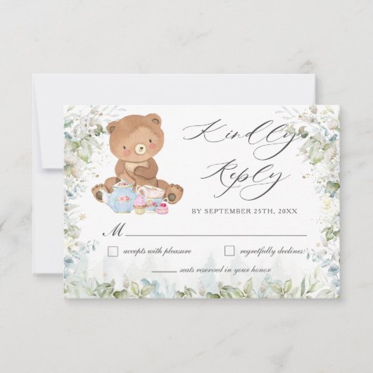 Cartons Réponse Jote Teddy Bear Chic High Tea Party Baby shower (Devant)