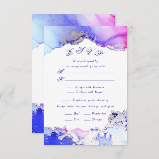 Cartons Réponse Joyau rose pourpre Tons Encre Laver (Devant / Derrière)