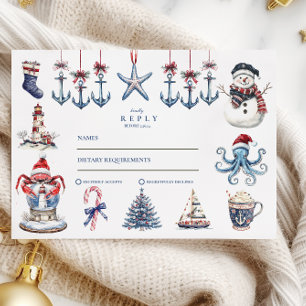 Cartons Réponse Joyeux Mariage de Noël maritime