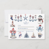 Cartons Réponse Joyeux Mariage de Noël maritime (Devant)