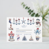 Cartons Réponse Joyeux Mariage de Noël maritime (Debout devant)
