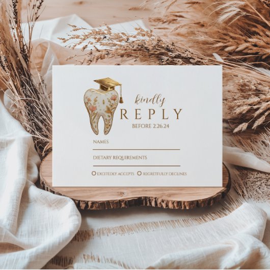 Cartons Réponse Kintsugi Floral Tooth Graduation Party