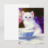 Cartons Réponse Kitten blanc vintage avec ruban violet (Devant / Derrière)
