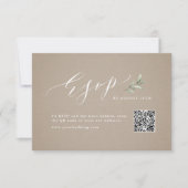 Cartons Réponse Kraft calligraphie rustique verdure mariage QR cod (Devant)