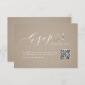 Cartons Réponse Kraft calligraphie rustique verdure mariage QR cod (Devant / Derrière)