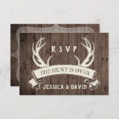Cartons Réponse La chasse est au-dessus de mariage rustique en boi (Devant / Derrière)