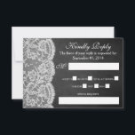 Cartons Réponse La collection de Mariages Chalkboard & Lace<br><div class="desc">La collection Chalkboard & dentelle est un design étonnant avec un bel arrière - plan effet Chalkboard avec une coupe en dentelle blanche vintage romantique. Ces cartes RSVP peuvent être personnalisées pour votre occasion spéciale et feraient les cartes d'insertion parfaites pour un mariage, douche nuptiale, fête de fiançailles, fête d'anniversaire...</div>