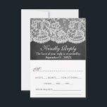 Cartons Réponse La collection de Mariages Chalkboard & Lace<br><div class="desc">Cette collection de mariages rustiques est un design étonnant avec un joli arrière - plan à effet de tableau noir avec une décoration romantique vintage en dentelle blanche. Ces cartes RSVP peuvent être personnalisées pour votre occasion spéciale et feraient les cartes d'insertion parfaites pour un mariage, douche nuptiale, fête de...</div>