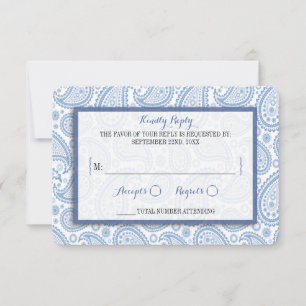 Cartons Réponse La collection Mariage moderne Paisley - Bleu
