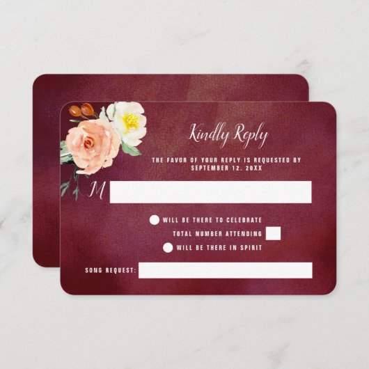 Cartons Réponse La Collection Mariage Romance In Bloom (Devant / Derrière)