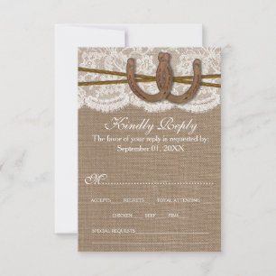 Cartons Réponse La collection Rustic Horseshoe Mariage