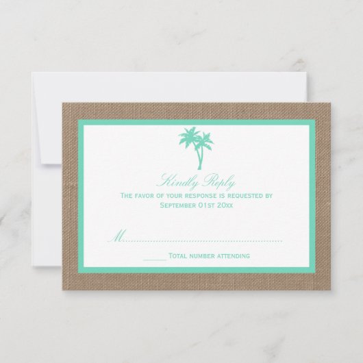 Cartons Réponse La collection Tropical Palm Tree Beach Wedding (Devant)