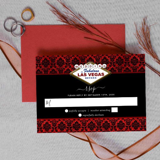 Cartons Réponse La Parties scintillant Damask Las Vegas Mariage Co