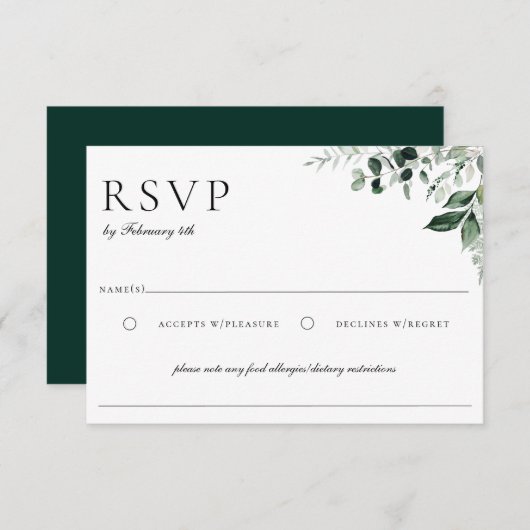 Cartons Réponse La verdure botanique naturelle (Devant / Derrière)